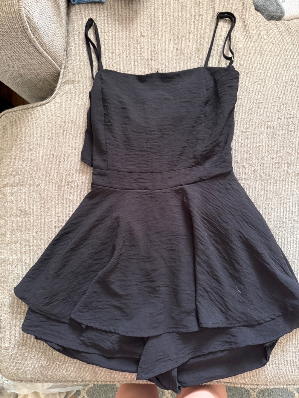 Streetwear Society Black Romper with Spaghetti Straps